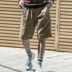 Non Stock BEST SELLERS Classic Straight Leg Double Pleated Shorts - Khaki