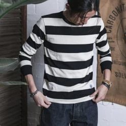 Non Stock 9 Oz Wide Striped Long Sleeve T-Shirt