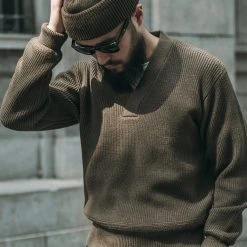 Bronson USAAF Type A-1 V-neck Mechanics Sweater - Olive