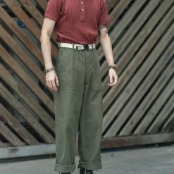 Bronson 11 Oz Vintage Ribbed Cotton Henley T-Shirt - Wine Red NEW ARRIVALS