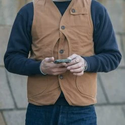 Bronson NEW ARRIVALS 1930s Heavyweight Canvas Game Pocket Hunting Vest - Khaki