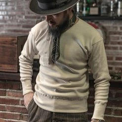 Bronson Long Sleeve T-Shirts 14 Oz Side Closing Henley T-Shirt - Apricot