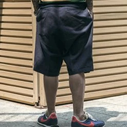 Non Stock Classic Straight Leg Double Pleated Shorts - Navy BOTTOMS