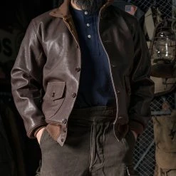 Bronson USAAF Type A-1 Leather Flight Jacket - Light Brown OUTERWEAR