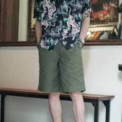 Non Stock Ukiyo-e Tiger & Bamboo Pattern Aloha Shirt - Black