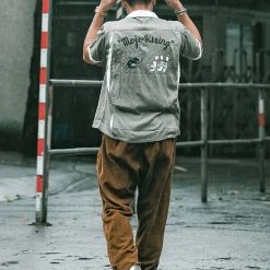 Non Stock TOPS Loose Embroidery Bowling Shirt