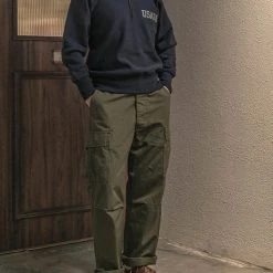 Non Stock 1950s USAFA Reverse Weave Half-Zip Sweatshirt - Navy