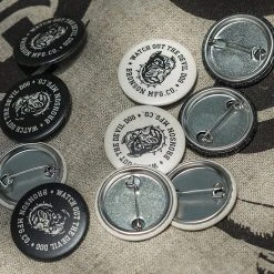 Bronson Vintage Watchdog Pin Button Badge - White 12 Bronson Vintage Watchdog Pin Button Badge - White