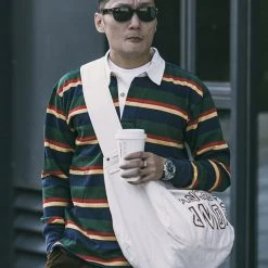 Non Stock Classic Fit Striped Jersey Rugby Shirt - Green Ivy Stripe TOPS 16 Non Stock Classic Fit Striped Jersey Rugby Shirt - Green Ivy Stripe TOPS