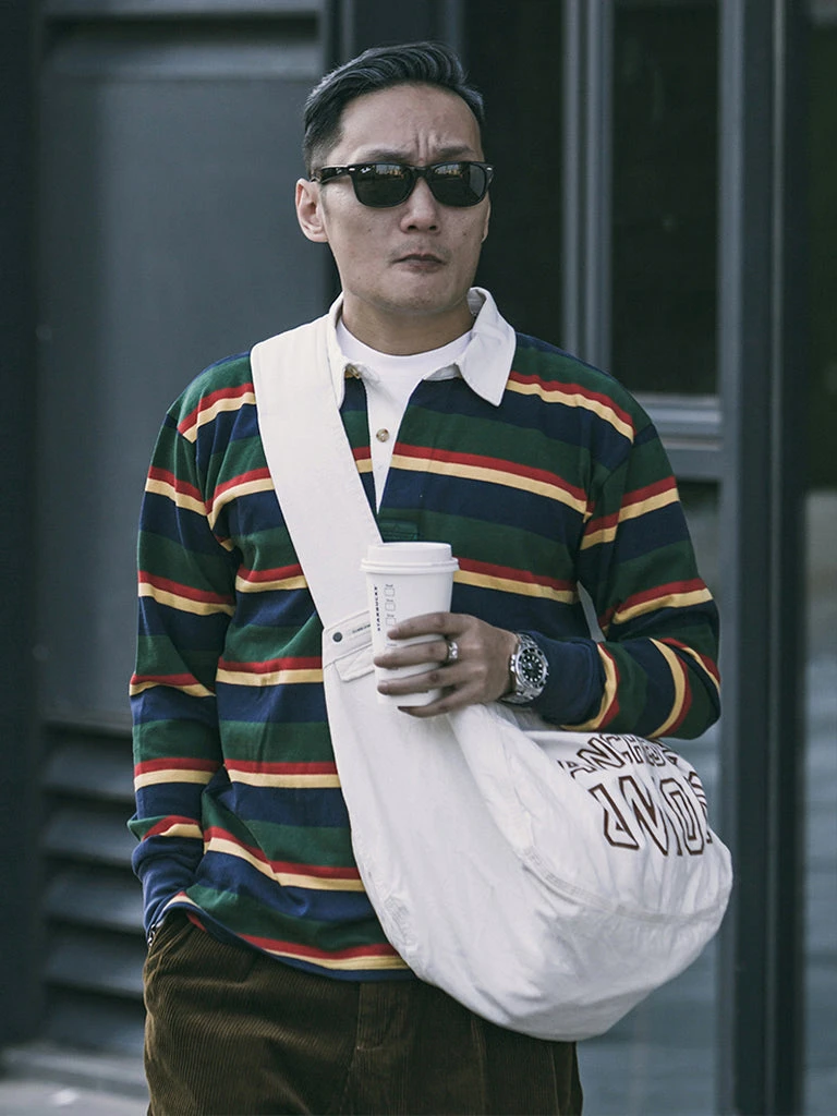 Non Stock Classic Fit Striped Jersey Rugby Shirt - Green Ivy Stripe TOPS 4 Non Stock Classic Fit Striped Jersey Rugby Shirt - Green Ivy Stripe TOPS