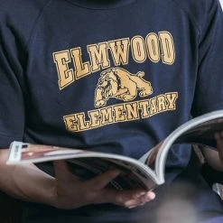 Non Stock Vintage Elmwood Elementary Print Raglan Sleeve T-Shirt TOPS