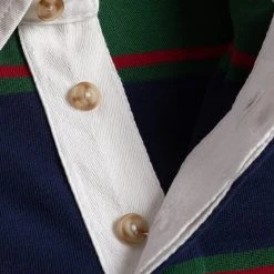 Non Stock Classic Fit Striped Jersey Rugby Shirt - Blackish Green Ivy Stripe TOPS