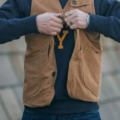 Bronson NEW ARRIVALS 1930s Heavyweight Canvas Game Pocket Hunting Vest - Khaki