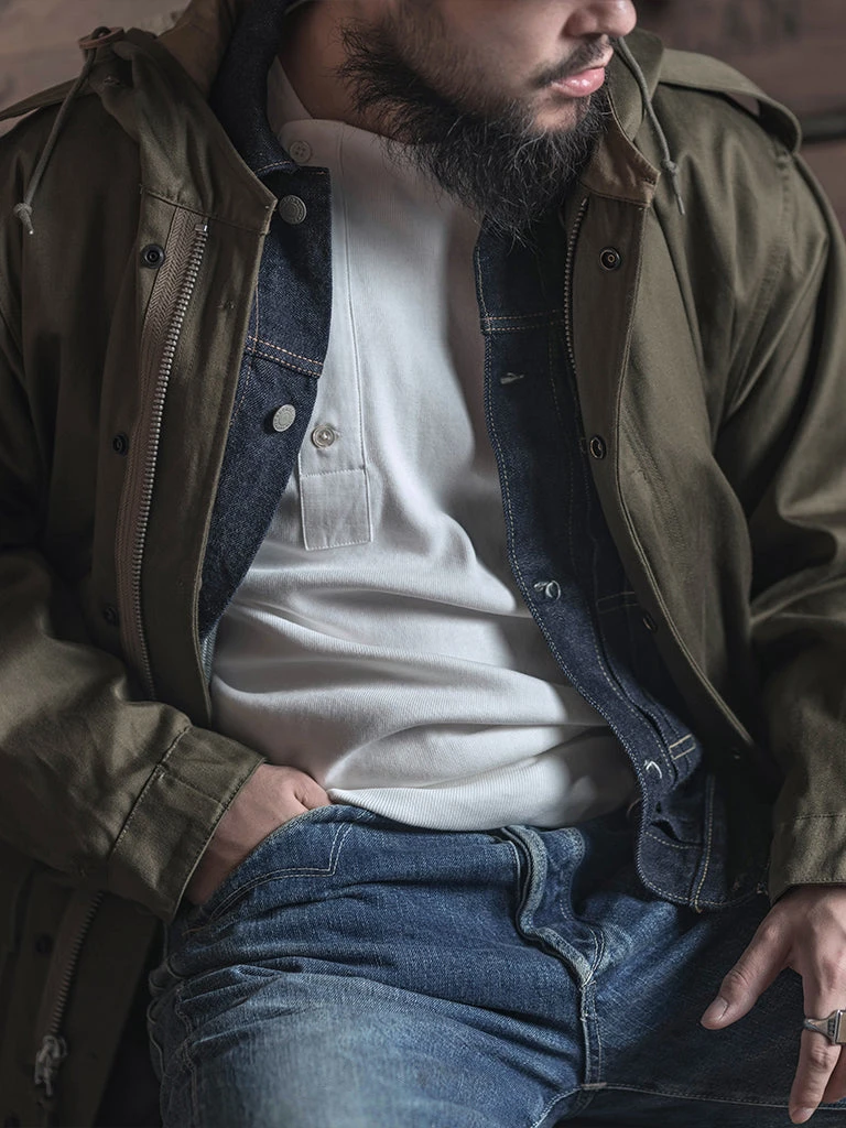 Bronson 14 Oz Side Closing Henley T-Shirt - White Long Sleeve T-Shirts 6 Bronson 14 Oz Side Closing Henley T-Shirt - White Long Sleeve T-Shirts