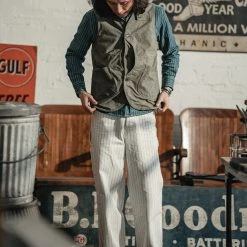 Bronson 1930s Heavyweight Canvas Game Pocket Hunting Vest - Olive