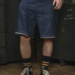 Bronson 1940s WWII USN 10.5 Oz Denim Dungaree Deck Shorts Back In Stock
