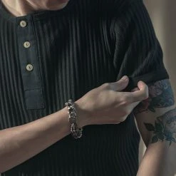 Bronson 11 Oz Vintage Ribbed Cotton Henley T-Shirt - Black