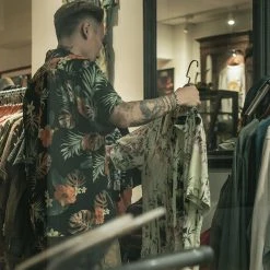 Non Stock Plants & Flowers Pattern Aloha Shirt - Black