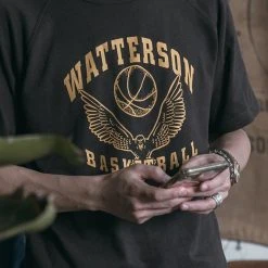 Non Stock Vintage Watterson Basketball Print Raglan Sleeve T-Shirt