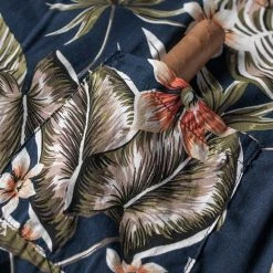 Non Stock Plants & Flowers Pattern Aloha Shirt - Navy
