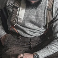 Bronson Old-Time Y-Back Leather Button Suspender