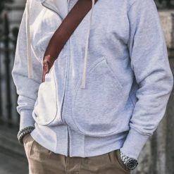 Non Stock 17.5 Oz Terry Cloth Zip-Up Hoodie - Light Gray TOPS