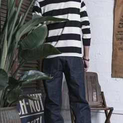 Non Stock 9 Oz Wide Striped Long Sleeve T-Shirt