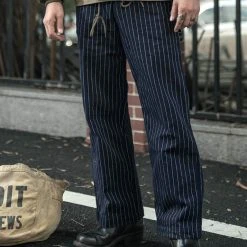 Bronson NEW ARRIVALS Lot 952 HBT Striped Mechanic Pants - Navy