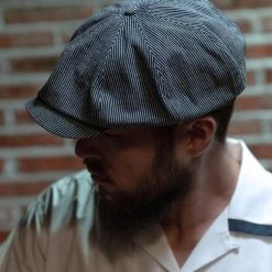 Non Stock Old Time Denim Stripe Newsboy Cap BEST SELLERS