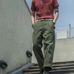 Bronson 11 Oz Vintage Ribbed Cotton Henley T-Shirt - Wine Red NEW ARRIVALS