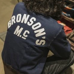 Bronson 1920s Drinking Team Motorcycle Racing Sweatshirt - Navy