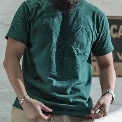Bronson TOPS 1930s Slanted Pocket Tubular T-Shirt - Green 14 Bronson TOPS 1930s Slanted Pocket Tubular T-Shirt - Green
