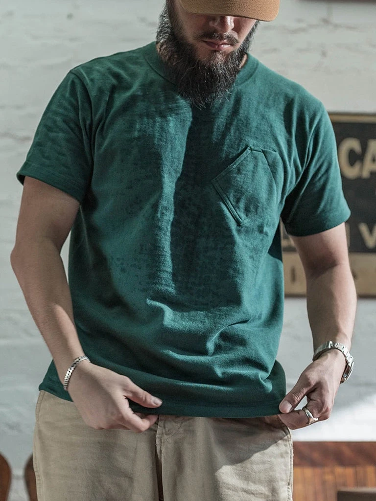Bronson TOPS 1930s Slanted Pocket Tubular T-Shirt - Green 6 Bronson TOPS 1930s Slanted Pocket Tubular T-Shirt - Green