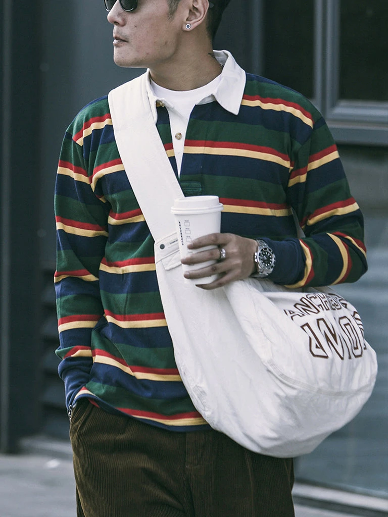 Non Stock Classic Fit Striped Jersey Rugby Shirt - Green Ivy Stripe TOPS 3 Non Stock Classic Fit Striped Jersey Rugby Shirt - Green Ivy Stripe TOPS