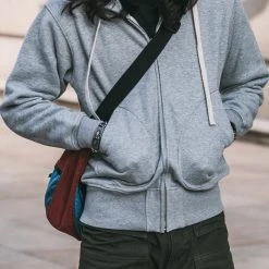 Non Stock 17.5 Oz Terry Cloth Zip-Up Hoodie - Gray TOPS