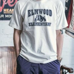 Non Stock Vintage Elmwood Elementary Print Raglan Sleeve T-Shirt TOPS