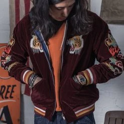 Non Stock 1950s Reversible Acetate Souvenir Jacket - Dragon Tiger Falcon OUTERWEAR