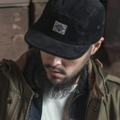Non Stock 12.5 Oz Corduroy 5 Panel Cap - Black