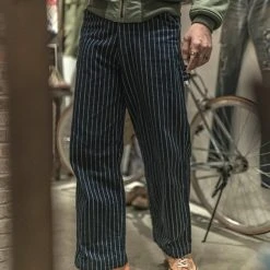 Bronson NEW ARRIVALS Lot 952 HBT Striped Mechanic Pants - Navy