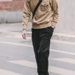 Non Stock TOPS 17.5 Oz Terry Cloth Military Pocket Sweatshirt - Khaki