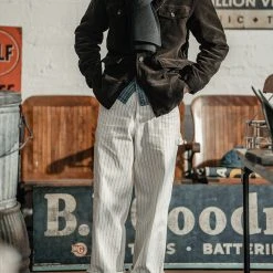 Bronson NEW ARRIVALS Lot 952 HBT Striped Mechanic Pants - White