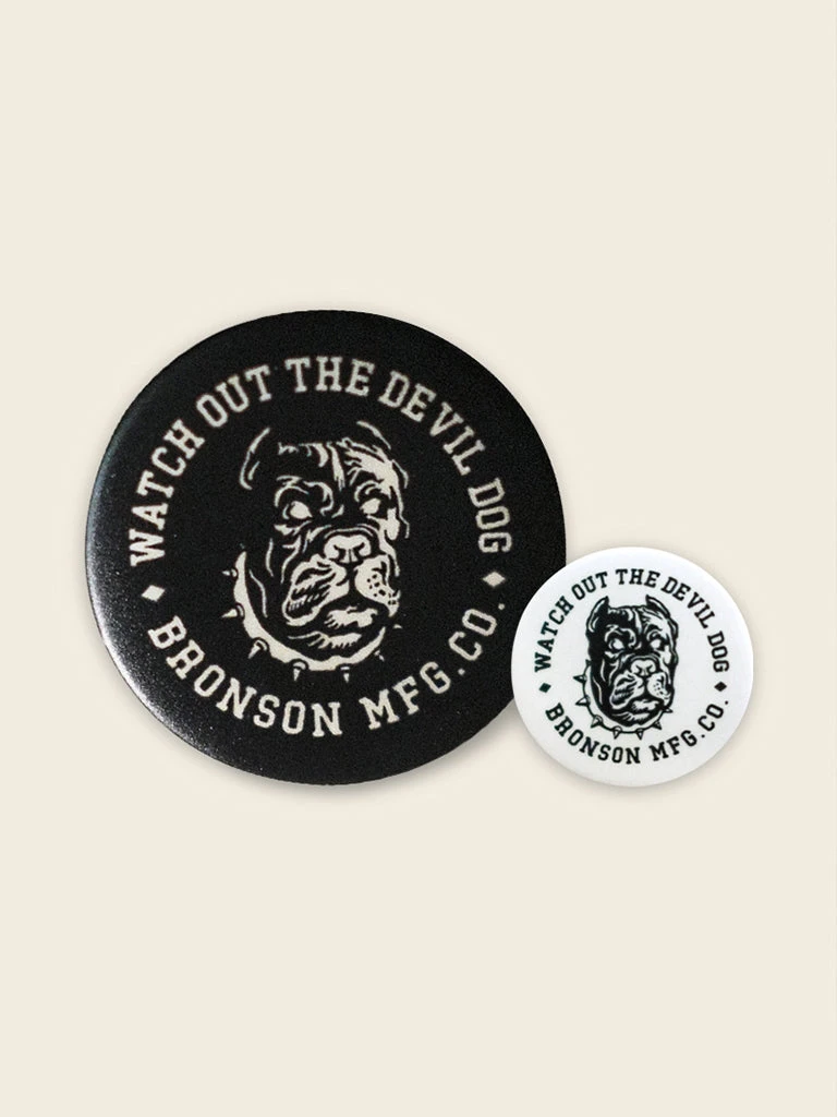Bronson Vintage Watchdog Pin Button Badge - White 7 Bronson Vintage Watchdog Pin Button Badge - White