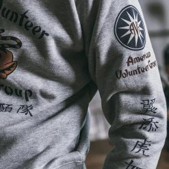 Non Stock Flying Tigers Military Print Sweatshirt - Gray TOPS