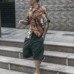 Non Stock Classic Straight Leg Double Pleated Shorts - Gray