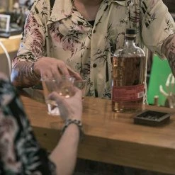 Non Stock Ukiyo-e Tiger & Bamboo Pattern Aloha Shirt - Light Green TOPS