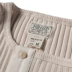 Bronson 11 Oz Vintage Ribbed Cotton Henley T-Shirt - Apricot