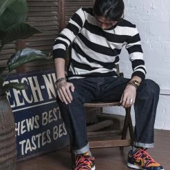 Non Stock 9 Oz Wide Striped Long Sleeve T-Shirt