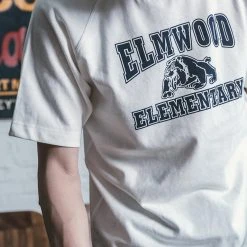 Non Stock Vintage Elmwood Elementary Print Raglan Sleeve T-Shirt TOPS