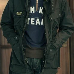 Bronson 1920s Drinking Team Motorcycle Racing Sweatshirt - Navy