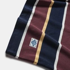 Non Stock 9.8 Oz IVY Style Striped T-Shirt - Burgundy Red/Navy TOPS